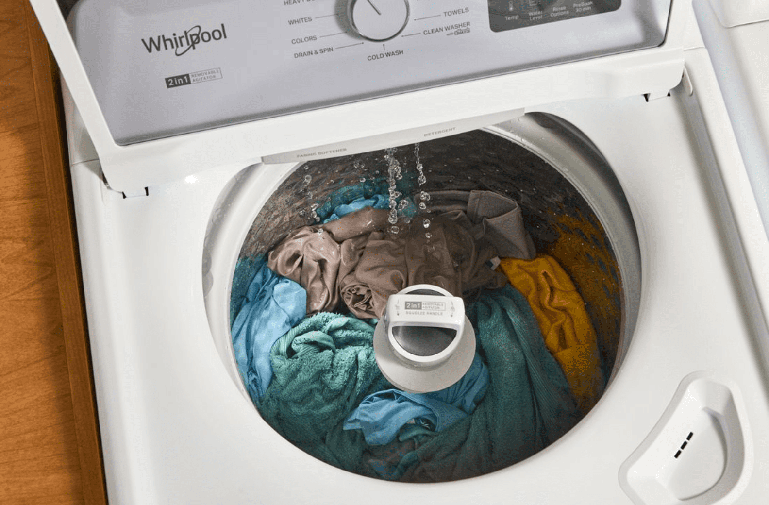 Whirlpool WTW4307SW 4.2–4.3 Cu. Ft. Top Load Washer with 2-in-1 Removable Agitator, Soft Close Glass Lid, White - Image 4