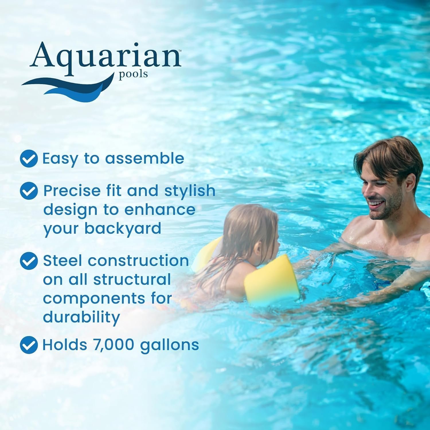 Aquarian 21ft x 52in Round Steel-Frame Above Ground Swimming Pool – Phoenix Series, DIY Outdoor Backyard Pool - Image 3