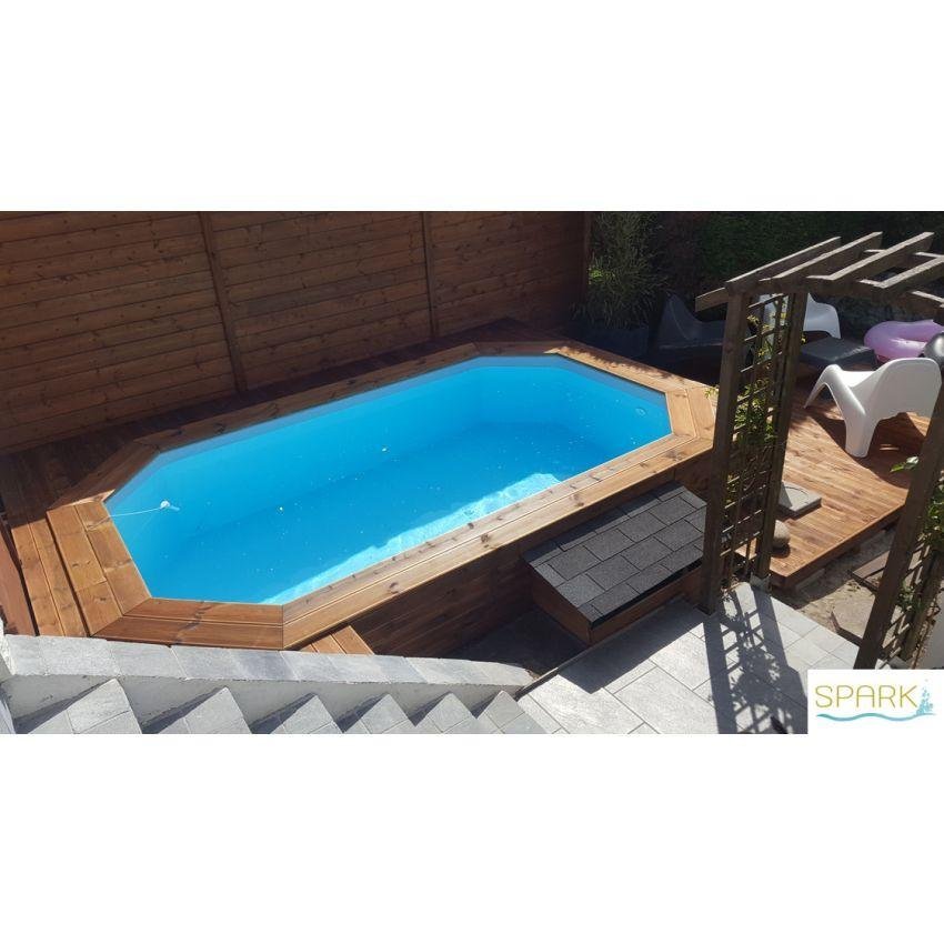 Piscine bois Lola octogonale allongée 541 x 336 x 131 cm avec escalier - Image 4