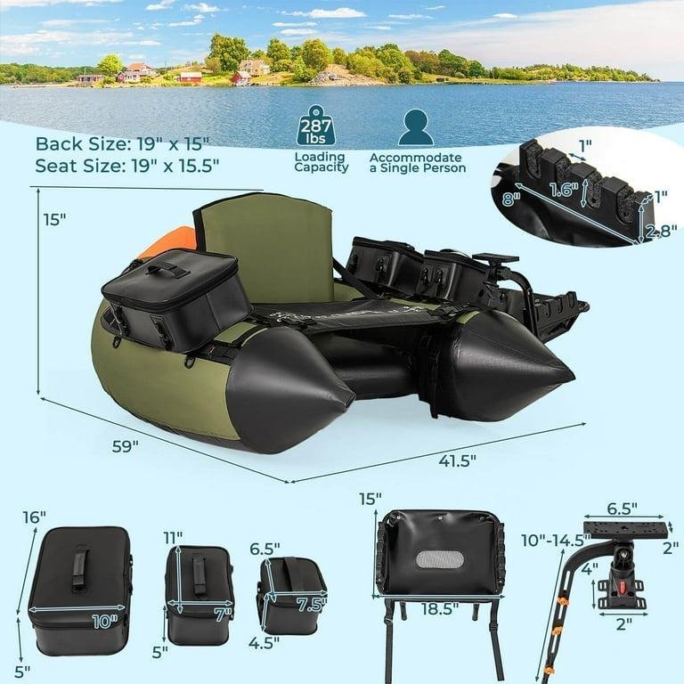 Costway Inflatable Fishing Float Tube with Foldable Padded Seat and Adjustable Footrest - Image 4