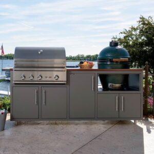 Challenger Designs 83″ Kamado Grill & Built-in Grill Outdoor Kitchen Island