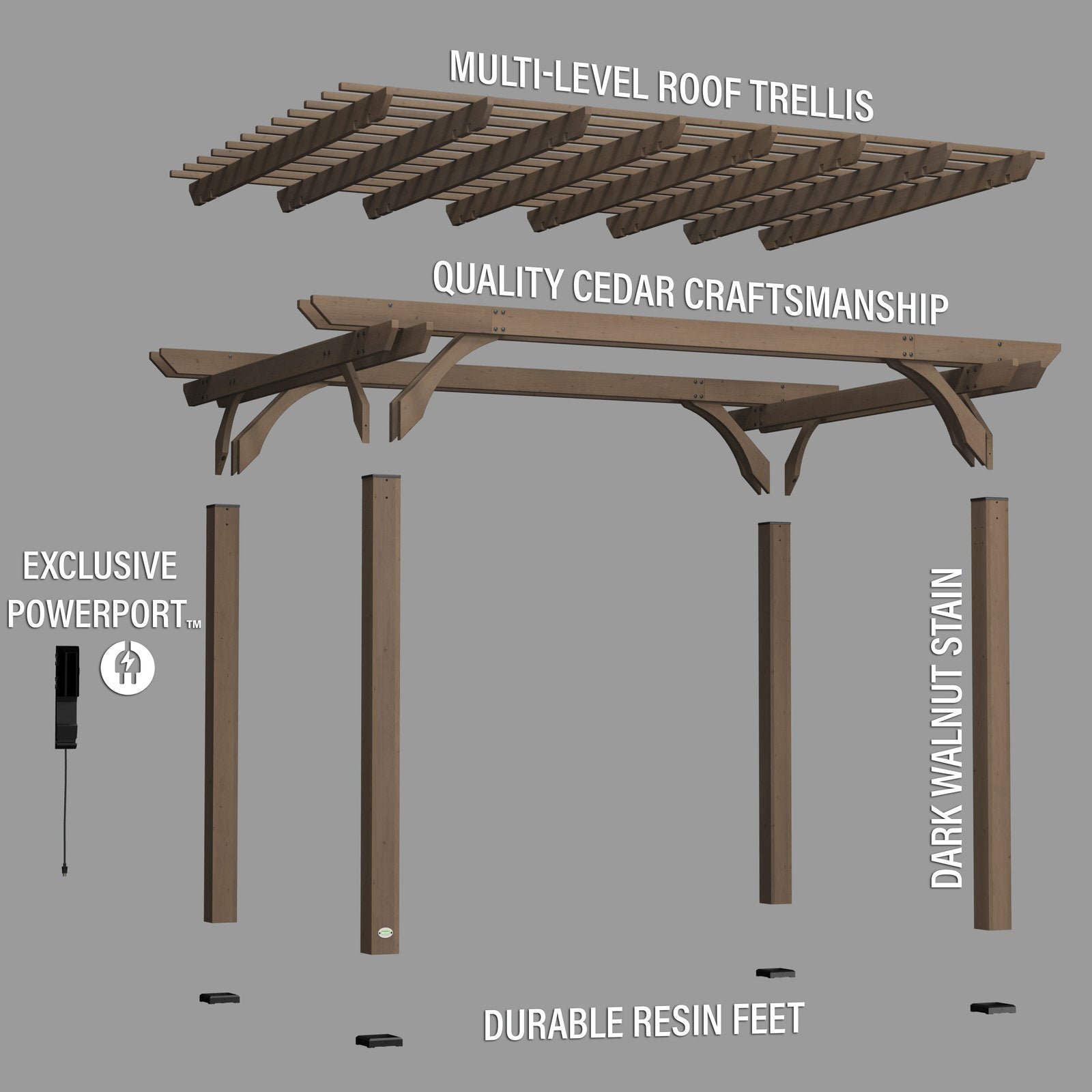 14×10 Somerville Pergola in Barnwood Stain - Image 5