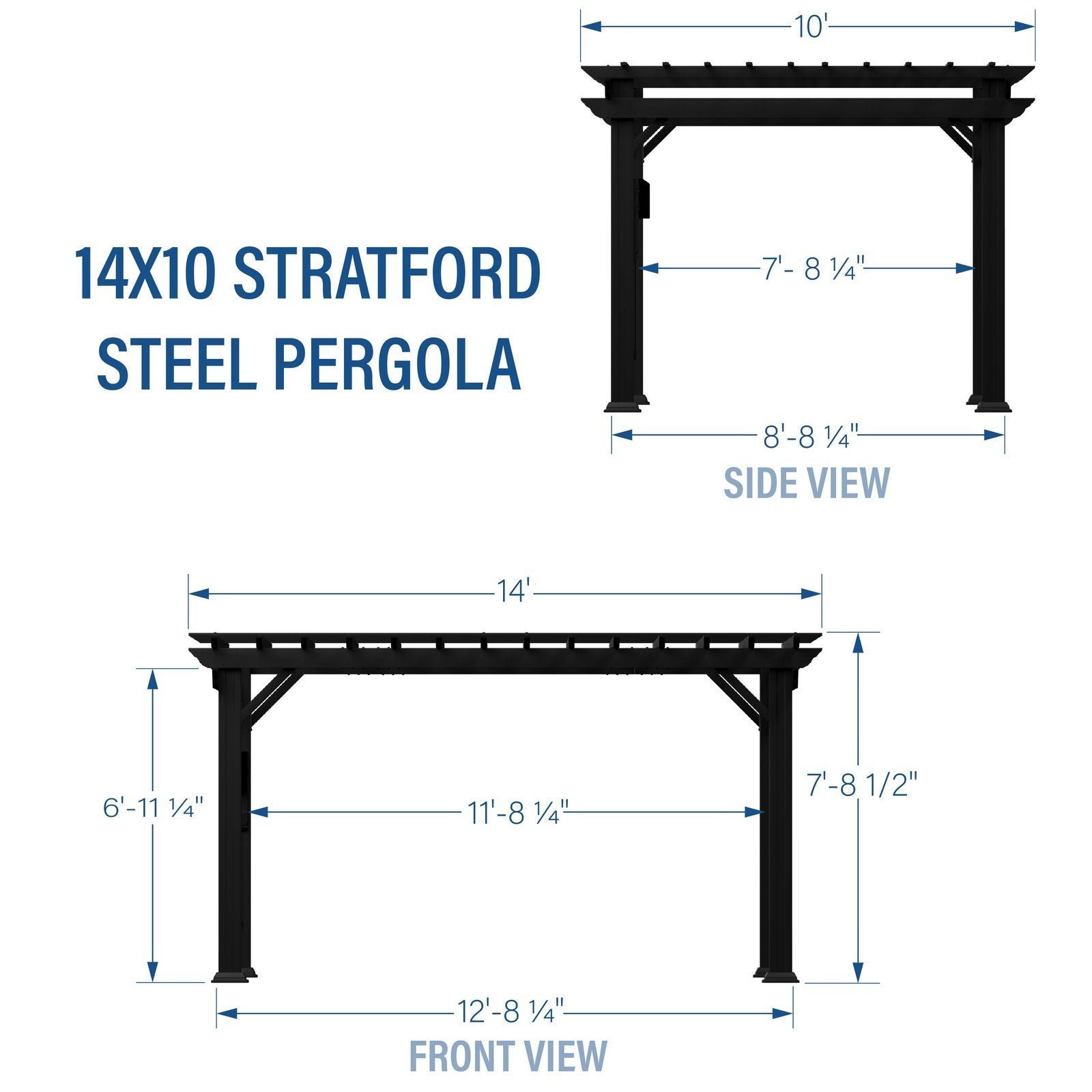 14×10 Stratford Traditional Steel Pergola - Image 3