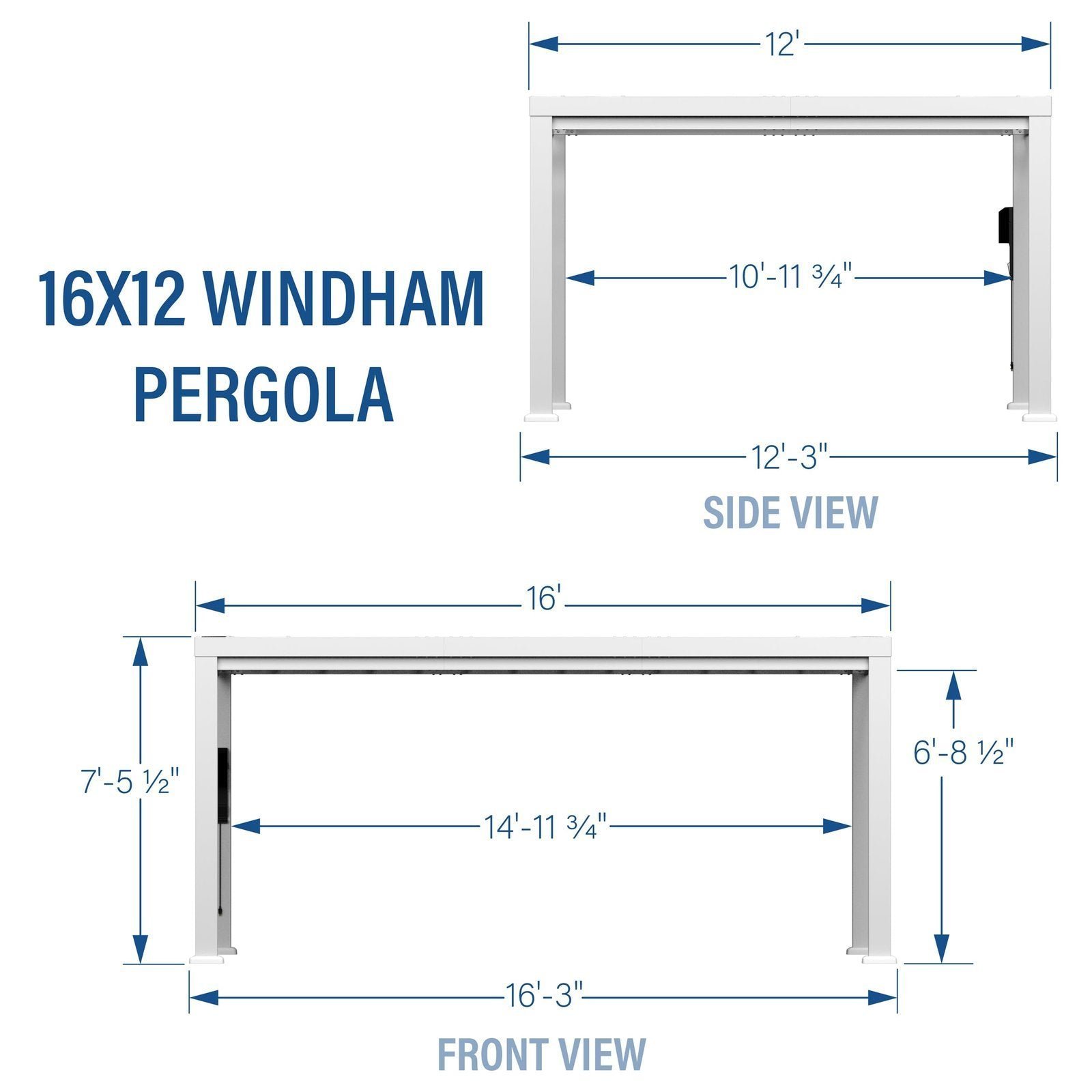 16×12 Windham Modern Steel Pergola - Image 3