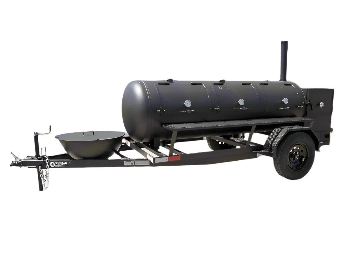 330 Gallon Pull Behind BBQ Smoker with Round Charcoal Grill 3500lb Axle - Image 2