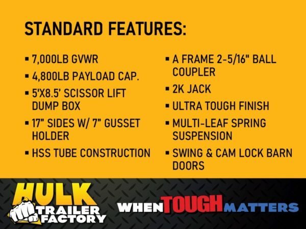6’x10′ Scissor Lift Dump Trailer w/ Homeowner Package – 7,000# GVWR - Image 5