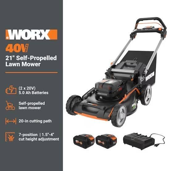 Worx 40-volt 21-in Cordless Self-propelled Lawn Mower 5 Ah - Image 4