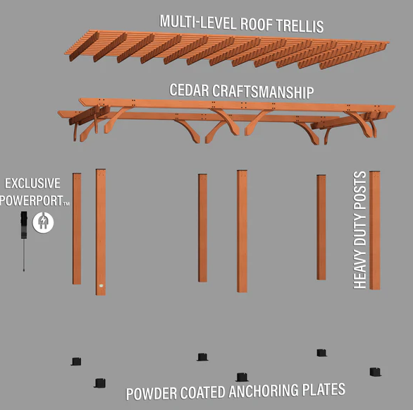 Backyard Discovery Beaumont 20 Ft x 12 Ft Cedar Patio Pergola with Power - Image 6