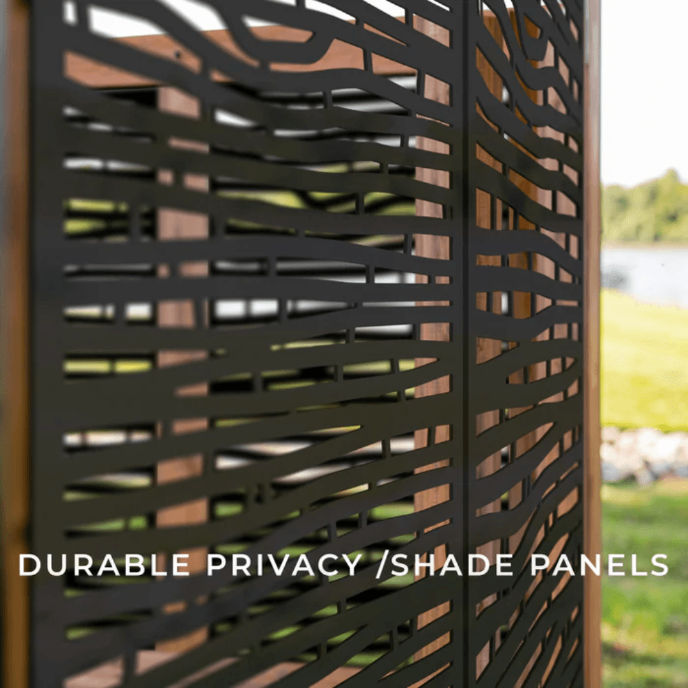 Backyard Discovery Verona 13' x 10' Cedar Wood Cabana Pergola Patio Shade Structure with Composite Bamboo Privacy Panels - Image 6