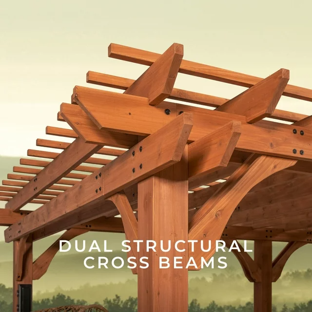 Backyard Discovery Beaumont 20' x 12' Cedar Wood Pergola with PowerPort and Wind-Tested Frame - Image 3