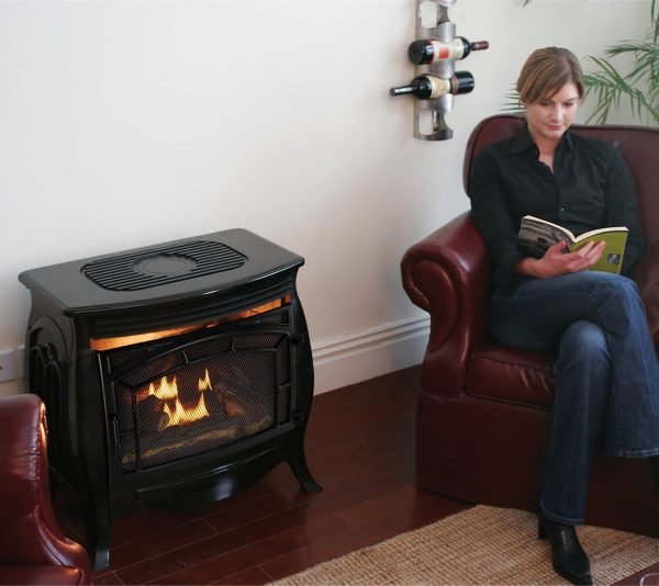 Duluth Forge 26,000 BTU Dual Fuel Ventless Gas Stove FDSR25-GF, Remote Control, Gloss Black Finish - Image 5