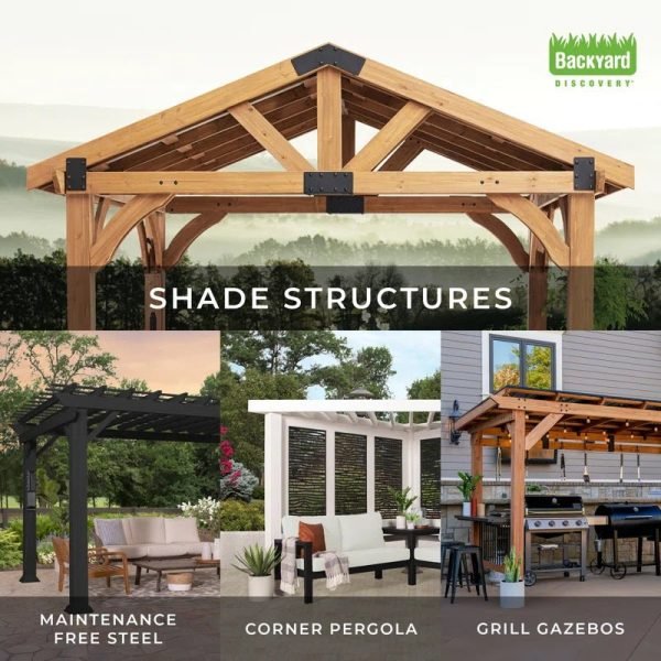 Backyard Discovery Arlington 12' x 12' Cedar Wood Outdoor Patio Gazebo - Image 3