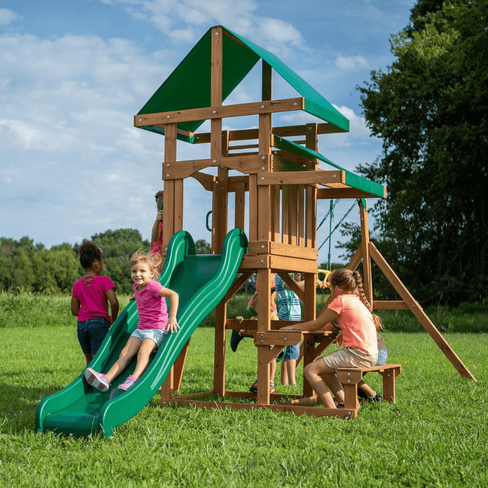 Backyard Discovery Canyon Creek Cedar Wood Outdoor Playset with Slide and Kitchen - Image 5